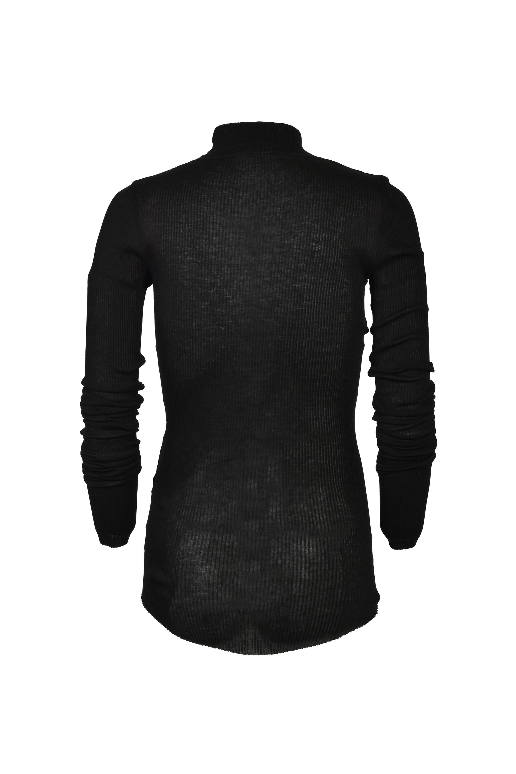 COTTON SILK RIB HIGHNECK T-SHIRT / BLK