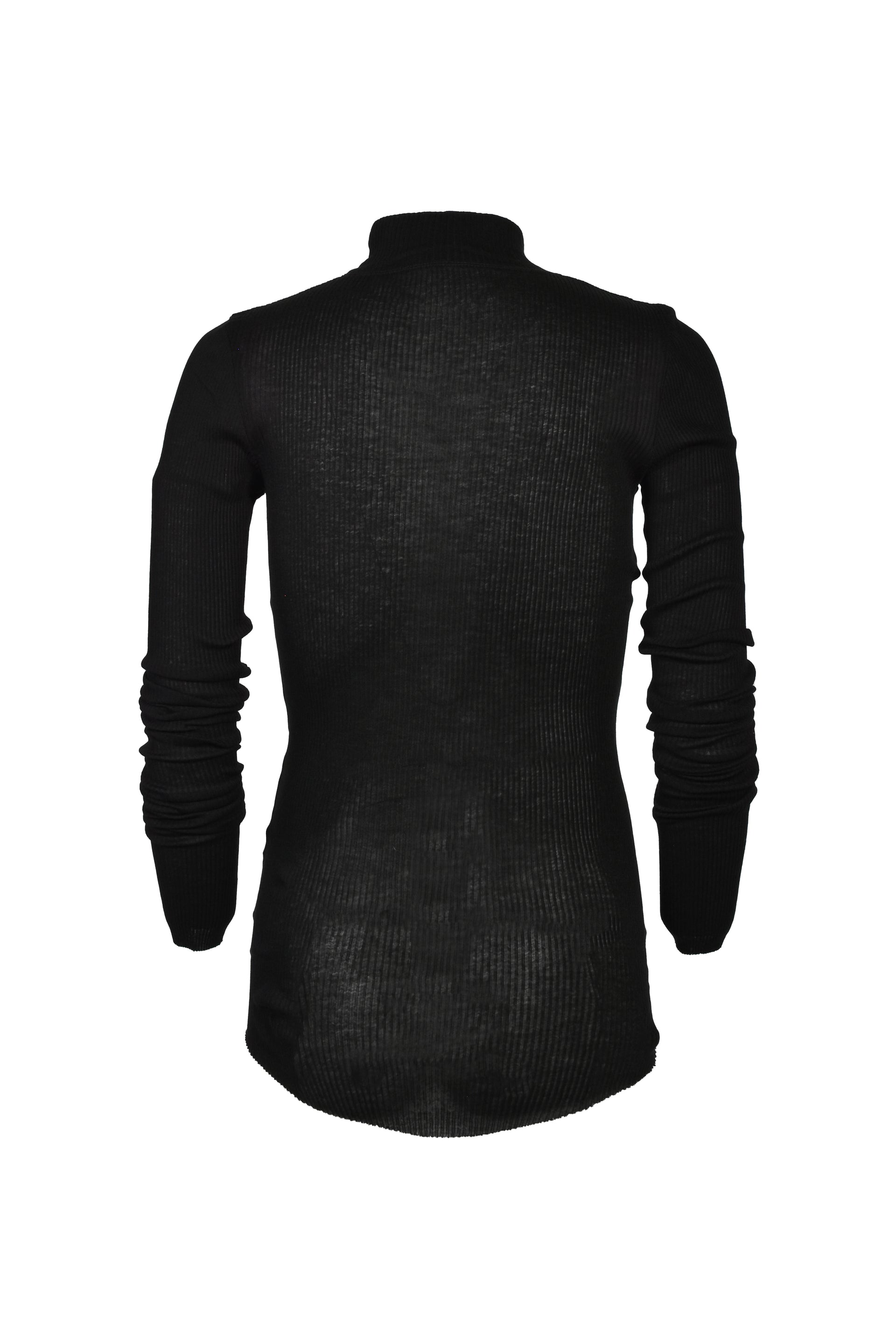 COTTON SILK RIB HIGHNECK T-SHIRT / BLK