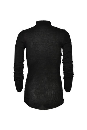 COTTON SILK RIB HIGHNECK T-SHIRT / BLK