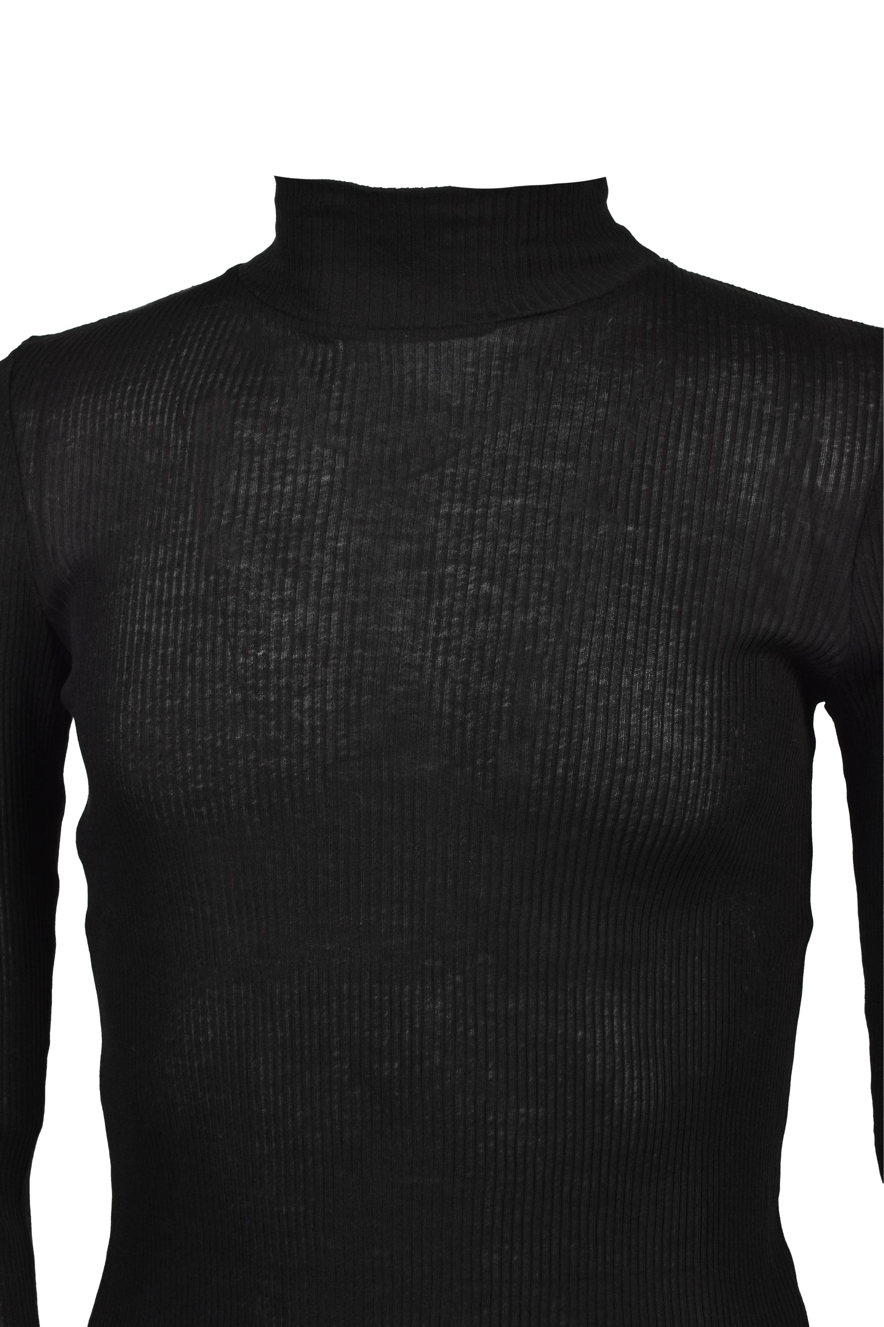 COTTON SILK RIB HIGHNECK T-SHIRT / BLK