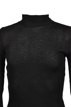 COTTON SILK RIB HIGHNECK T-SHIRT / BLK
