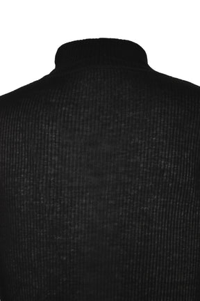 COTTON SILK RIB HIGHNECK T-SHIRT / BLK