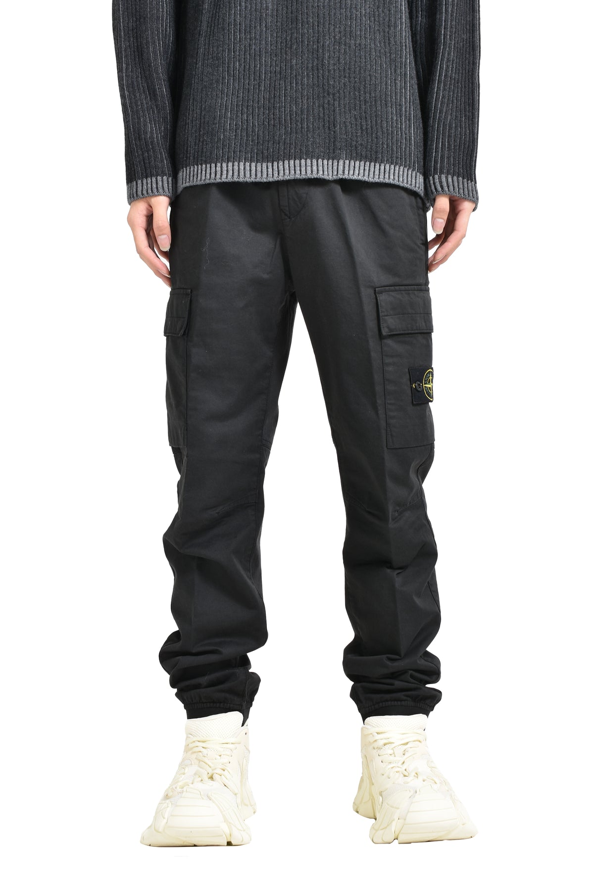 STRETCH COTTON CARGO PANTS / BLK