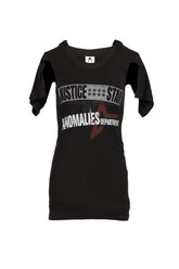 T-SHIRT PATCHWORK DECONSTRUCTED PRINT DRESS / BLK