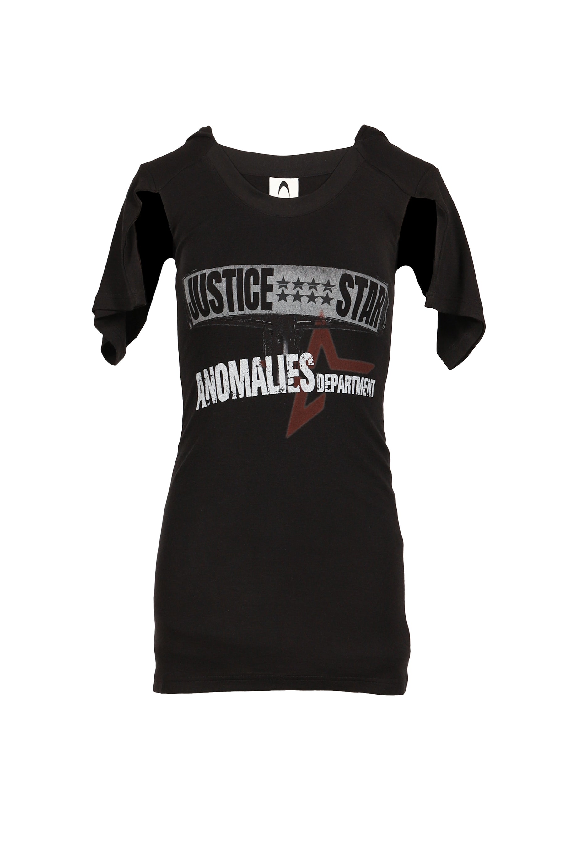 T-SHIRT PATCHWORK DECONSTRUCTED PRINT DRESS / BLK