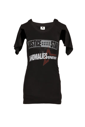 T-SHIRT PATCHWORK DECONSTRUCTED PRINT DRESS / BLK