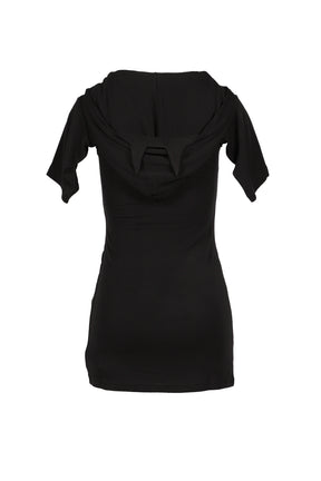T-SHIRT PATCHWORK DECONSTRUCTED PRINT DRESS / BLK