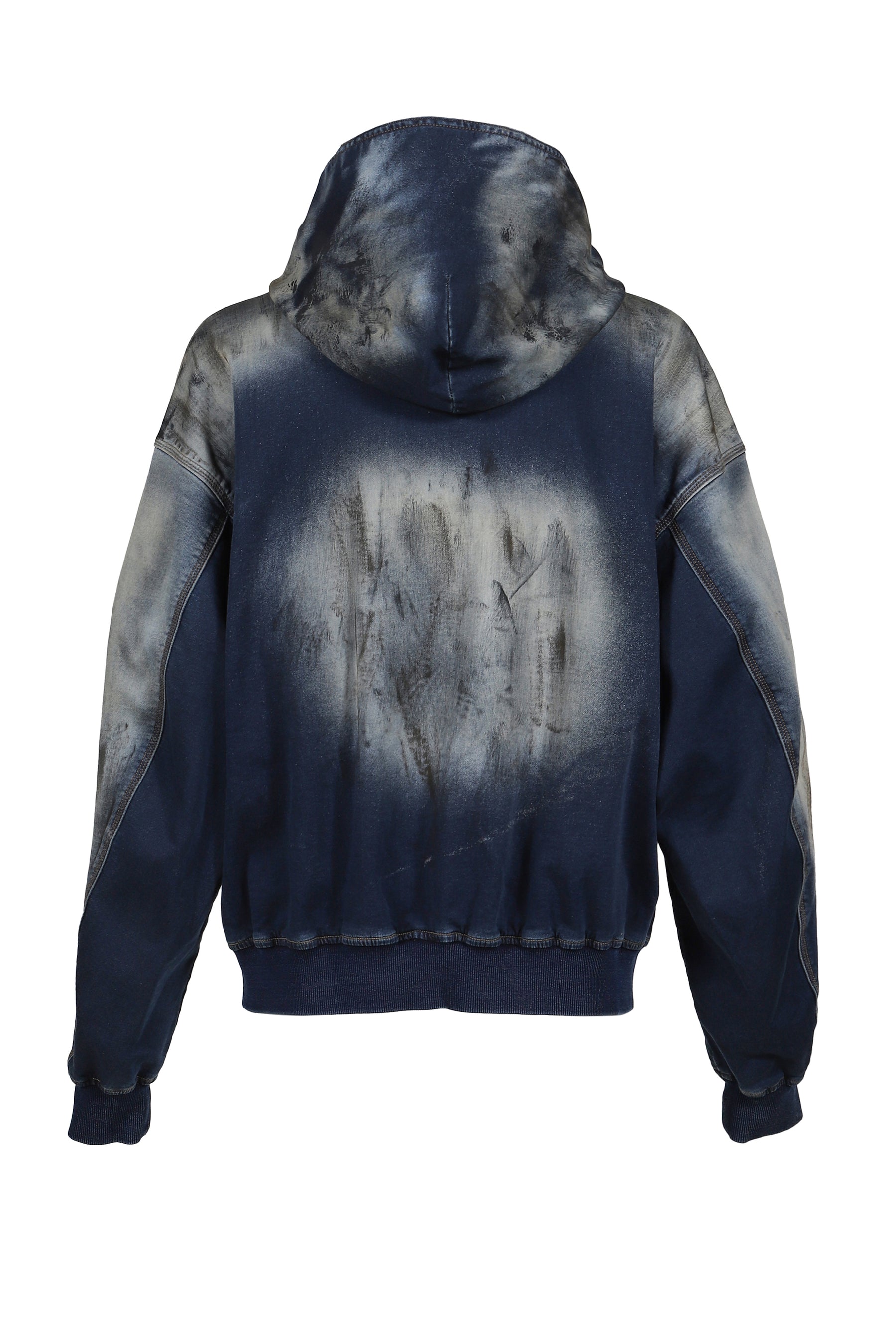 DIRTY-WASHED ZIP-UP HOODIE / NAVY