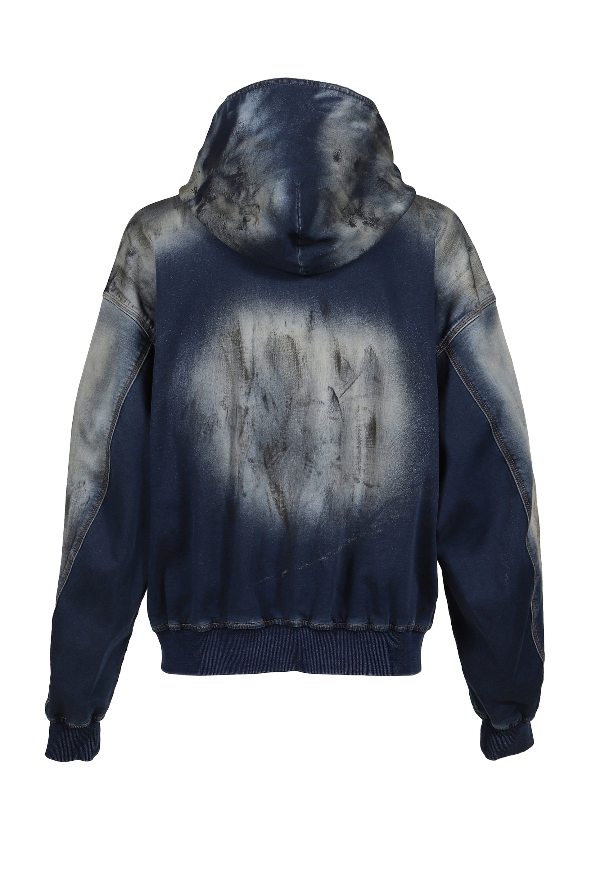 DIRTY-WASHED ZIP-UP HOODIE / NAVY