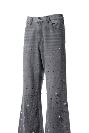 STRASS WIDE DENIM PANT / GRY