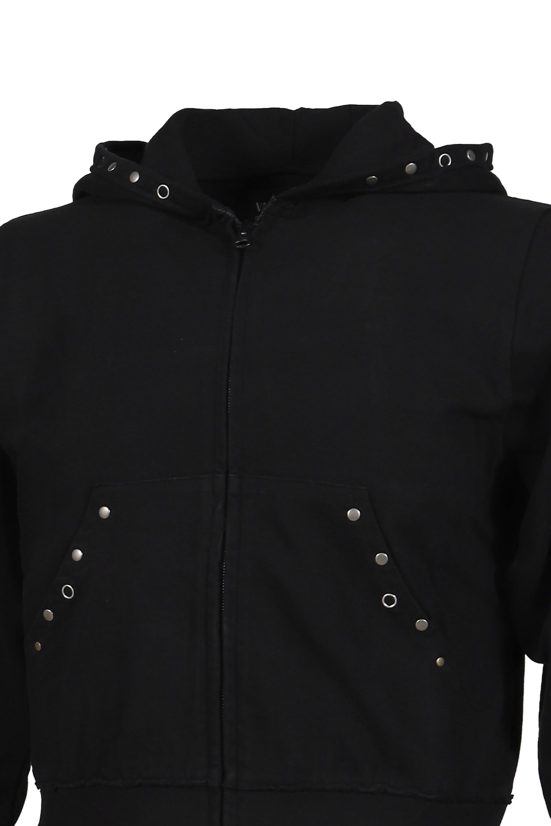 CAPPY STUD HOODIE ZIP-UP / BLK 