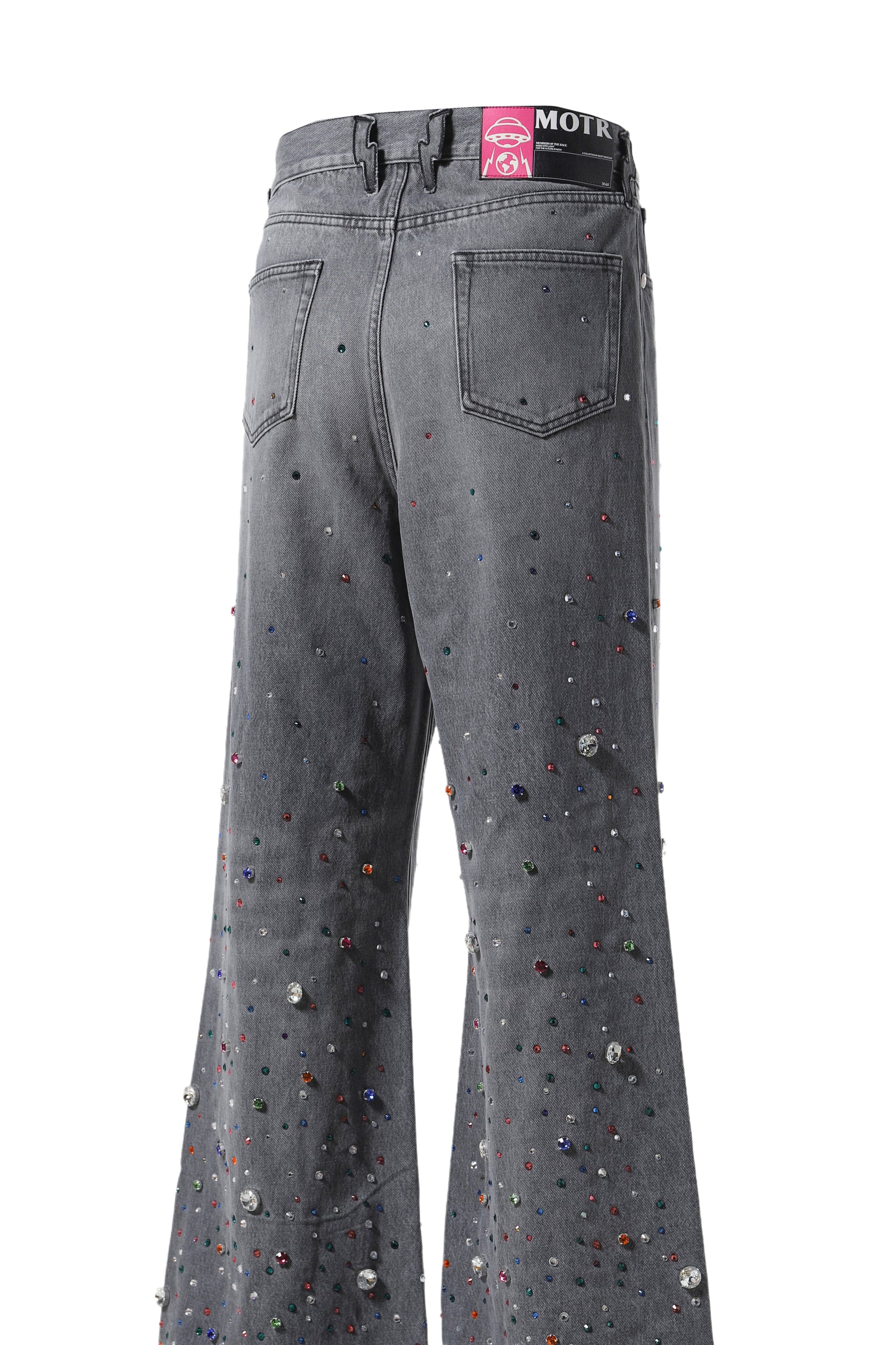 STRASS WIDE DENIM PANT / GRY