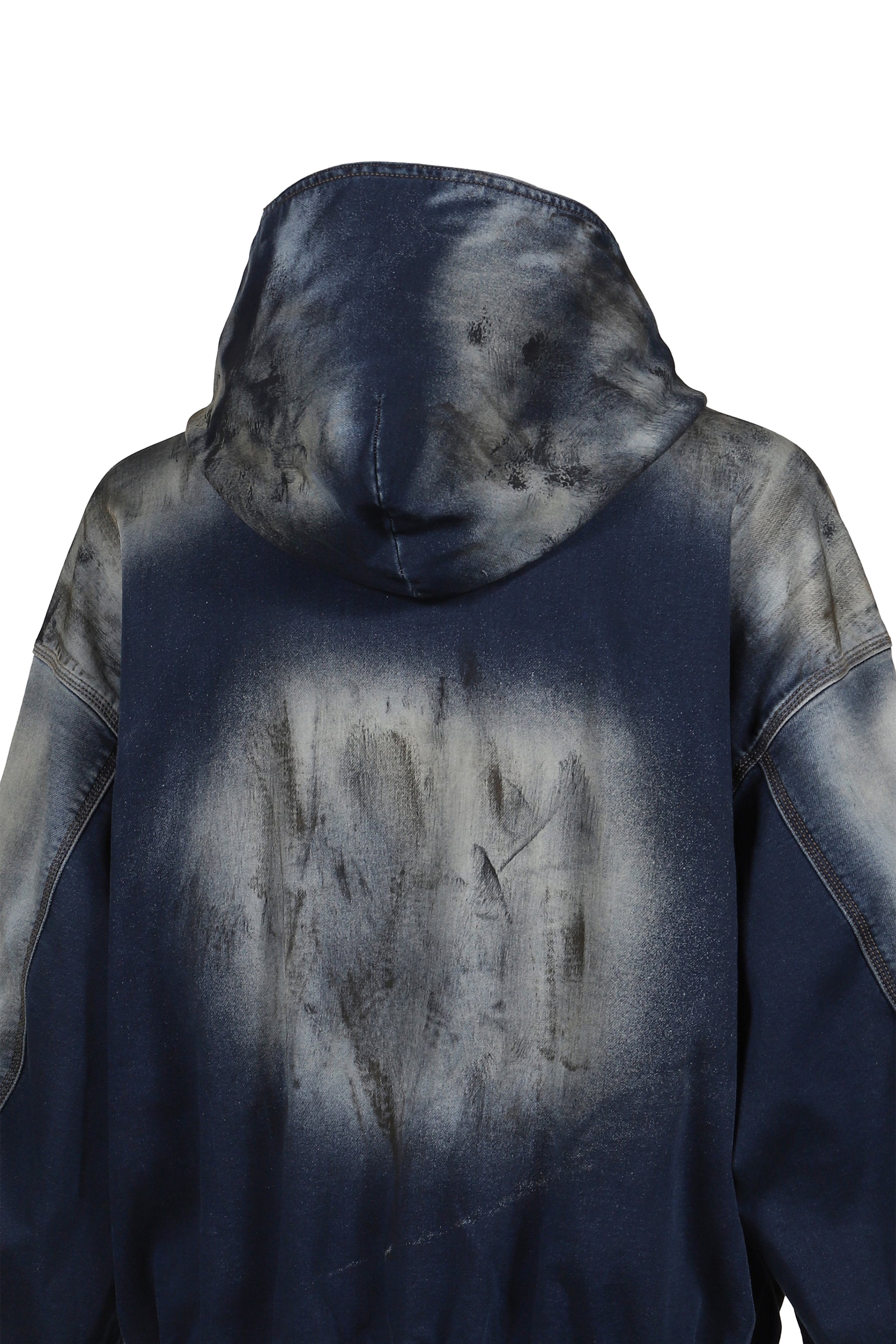 DIRTY-WASHED ZIP-UP HOODIE / NAVY