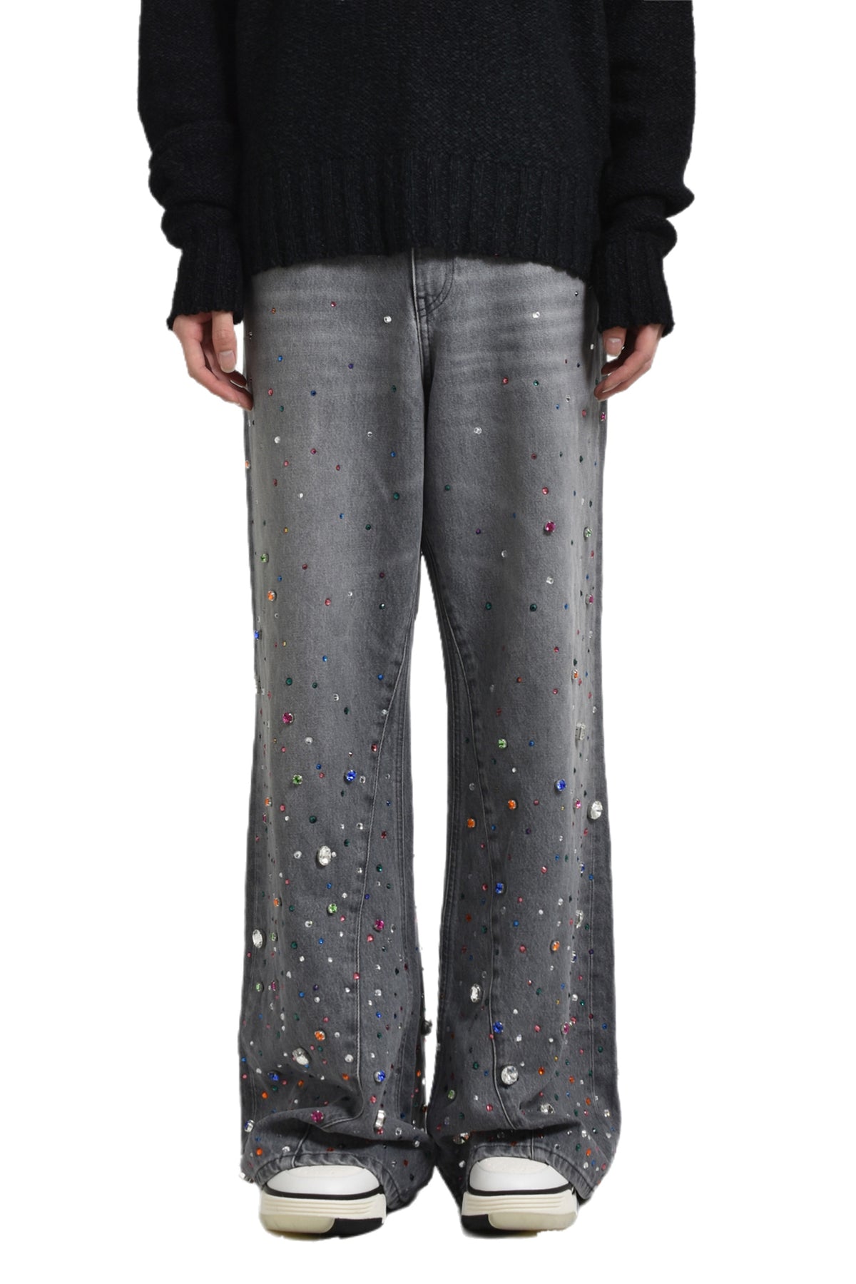 STRASS WIDE DENIM PANT / GRY