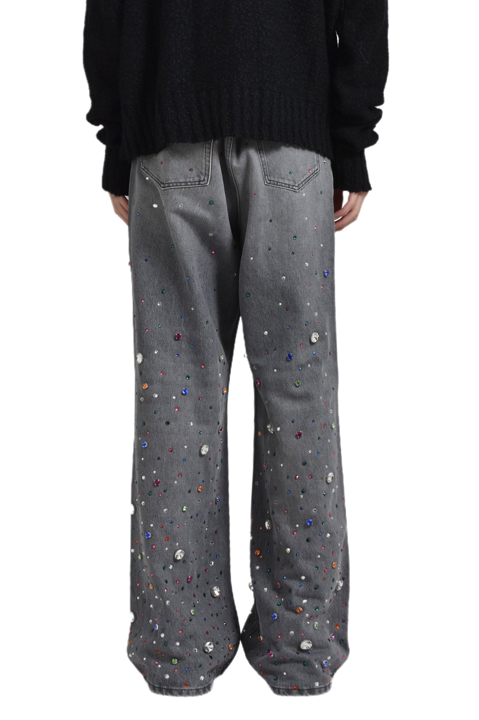 STRASS WIDE DENIM PANT / GRY