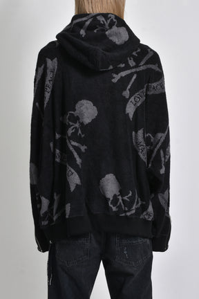 TERRY CLOTH ZIP-UP HOODIE / BLK CHA