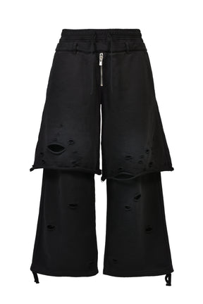 LAYERED SWEAT TROUSER / FADED BLK