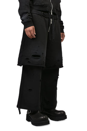 LAYERED SWEAT TROUSER / FADED BLK