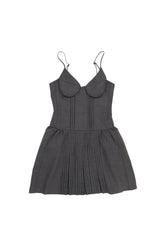 TUCK DETAIL BUSTIER SLIP DRESS / GRY