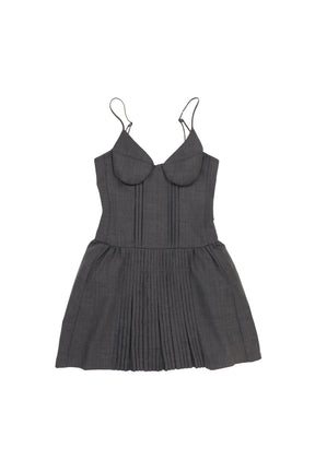 SHUSHU TONG シュシュトン SS26 TUCK DETAIL BUSTIER SLIP DRESS / GRY