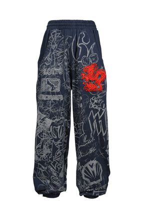 GRAFITTI TRACK PANTS / BLU/GRY