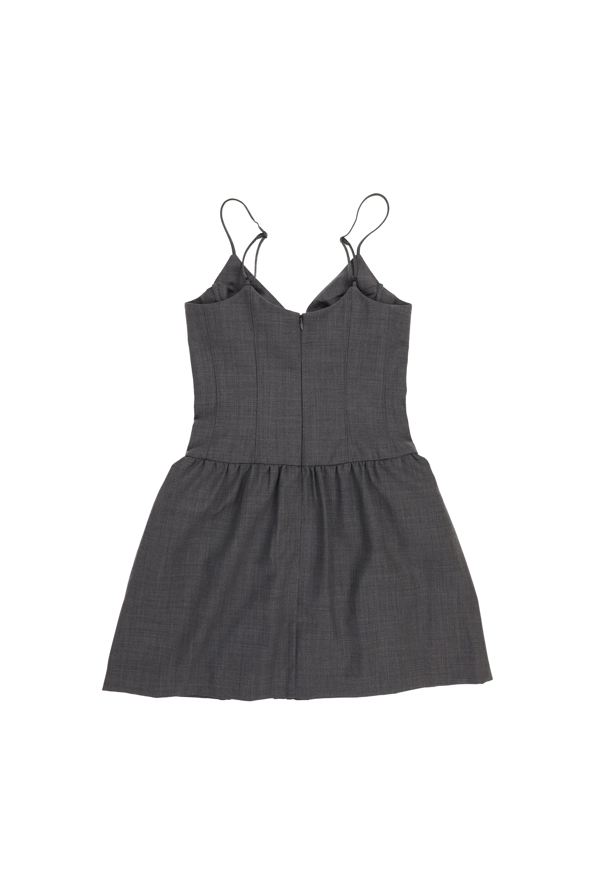 TUCK DETAIL BUSTIER SLIP DRESS / GRY