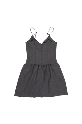 TUCK DETAIL BUSTIER SLIP DRESS / GRY