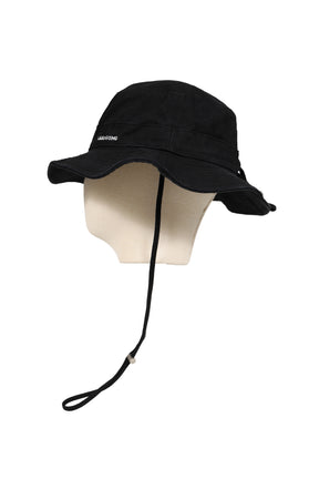 BLACK BUCKET HAT WITH STRING / BLK