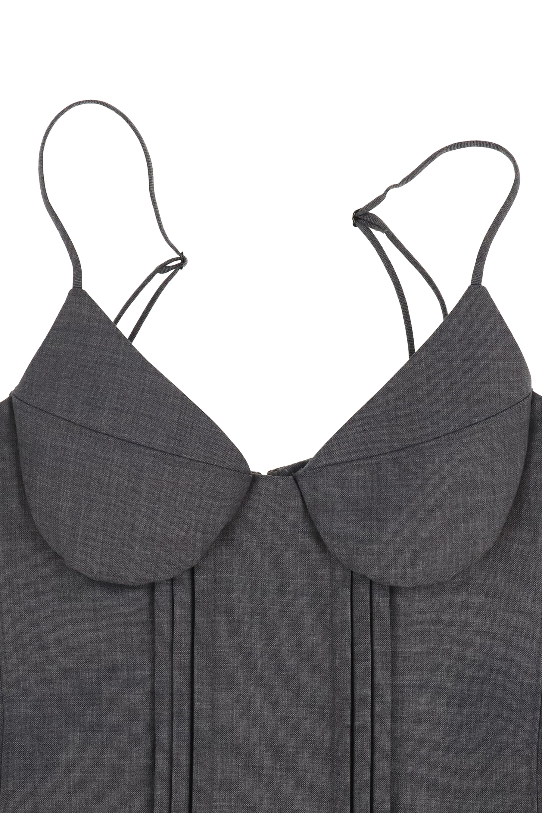 TUCK DETAIL BUSTIER SLIP DRESS / GRY
