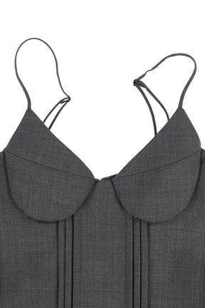 TUCK DETAIL BUSTIER SLIP DRESS / GRY