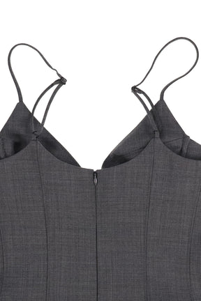 TUCK DETAIL BUSTIER SLIP DRESS / GRY