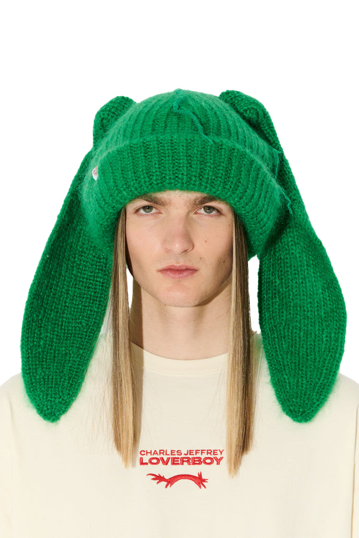 MOHAIR CHUNKY RABBIT BEANIE / GRN 