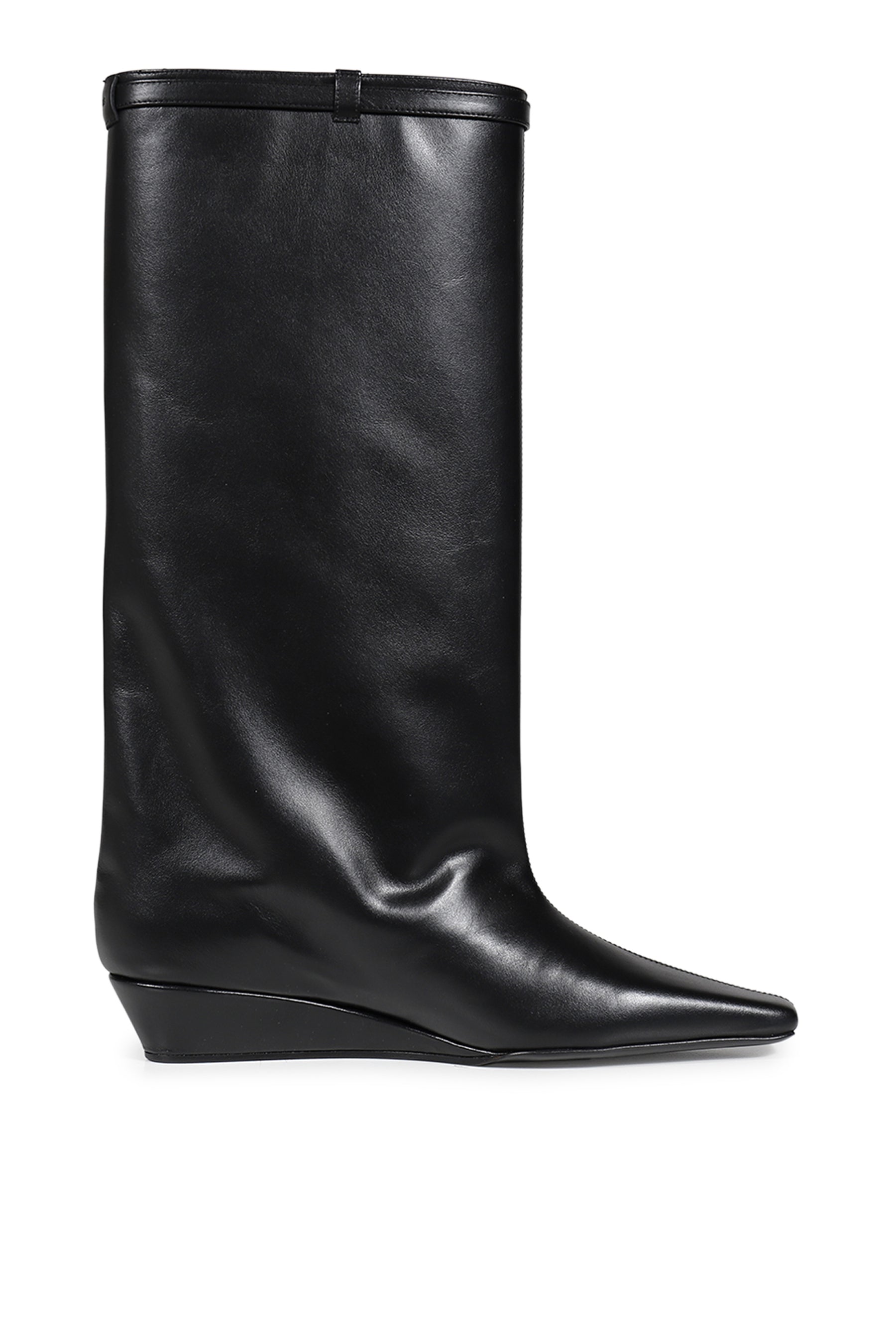 MELTING WEDGED LEATHER BOOTS / BLK
