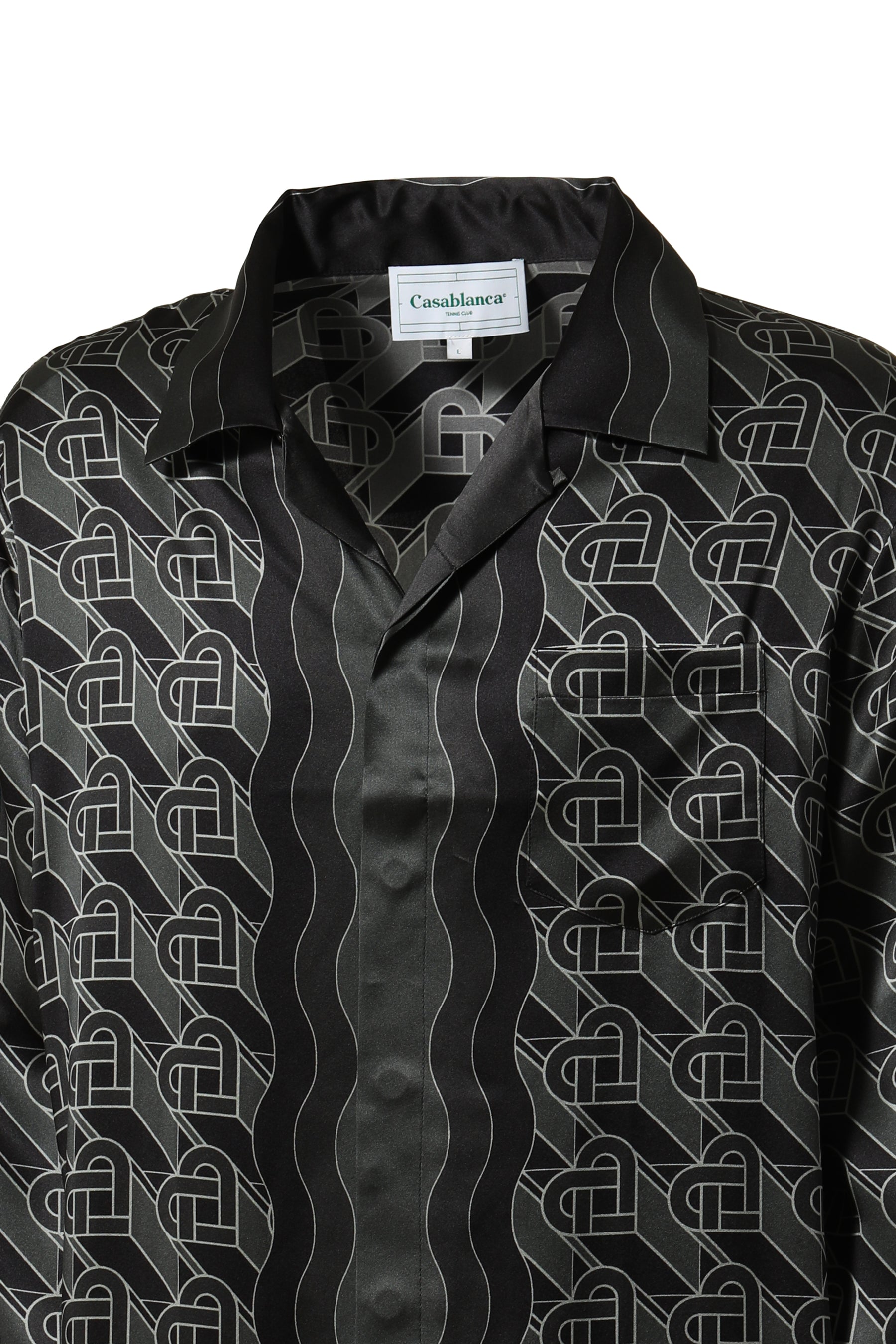 CASABLANCA Heart Monogram Silk Shirt in Black for Men