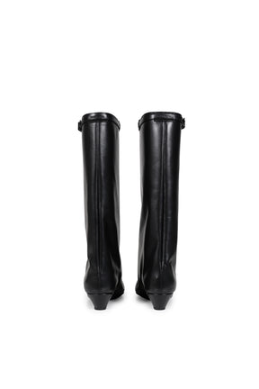 MELTING WEDGED LEATHER BOOTS / BLK