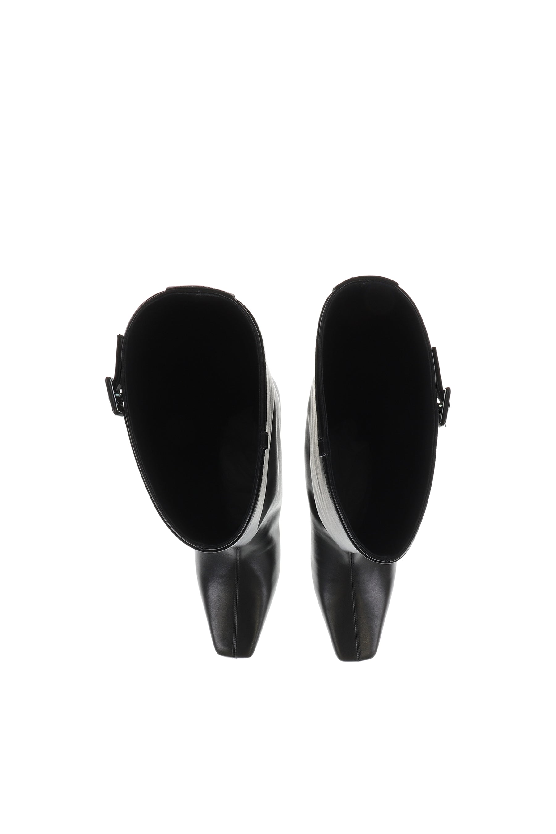 MELTING WEDGED LEATHER BOOTS / BLK