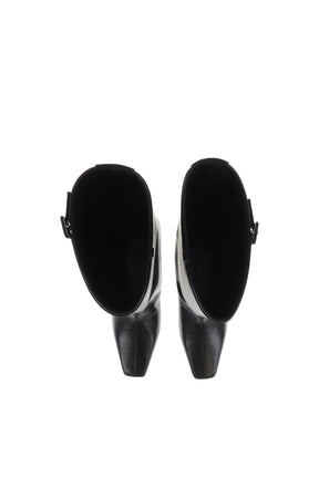 MELTING WEDGED LEATHER BOOTS / BLK
