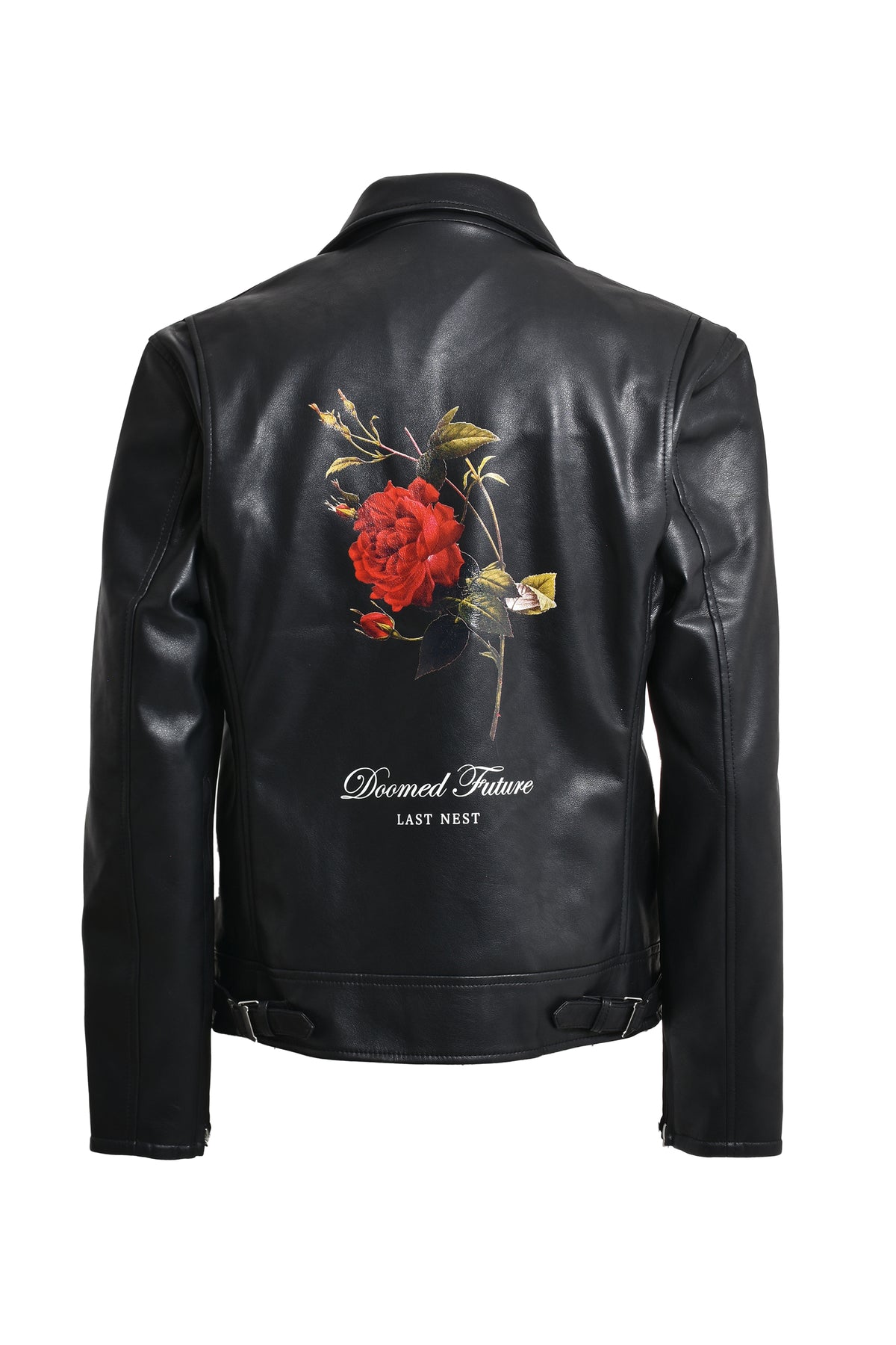 LEATHER ROSE RIDERS JACKET / BLK