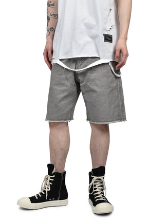 DOUBLE KNEE MOTION PLEAT CANVAS SHORT PANTS(EXCLUSIVE) / GRY