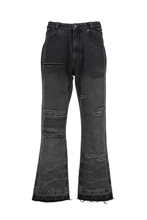 WASHED &amp; REPIARED DENIM / WASHED BLACK