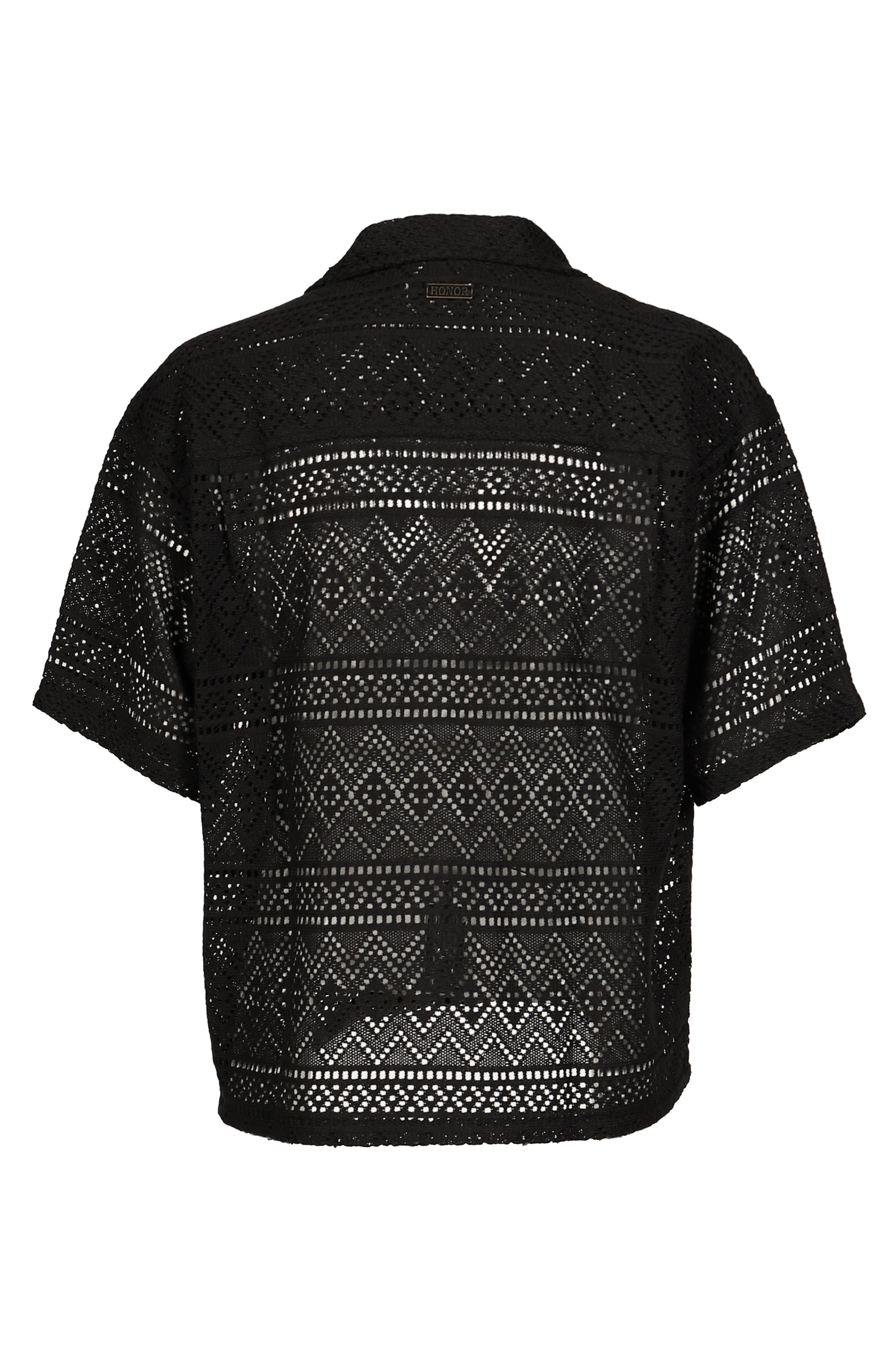 POINTELLE CROCHET CAMP COLLAR / BLK