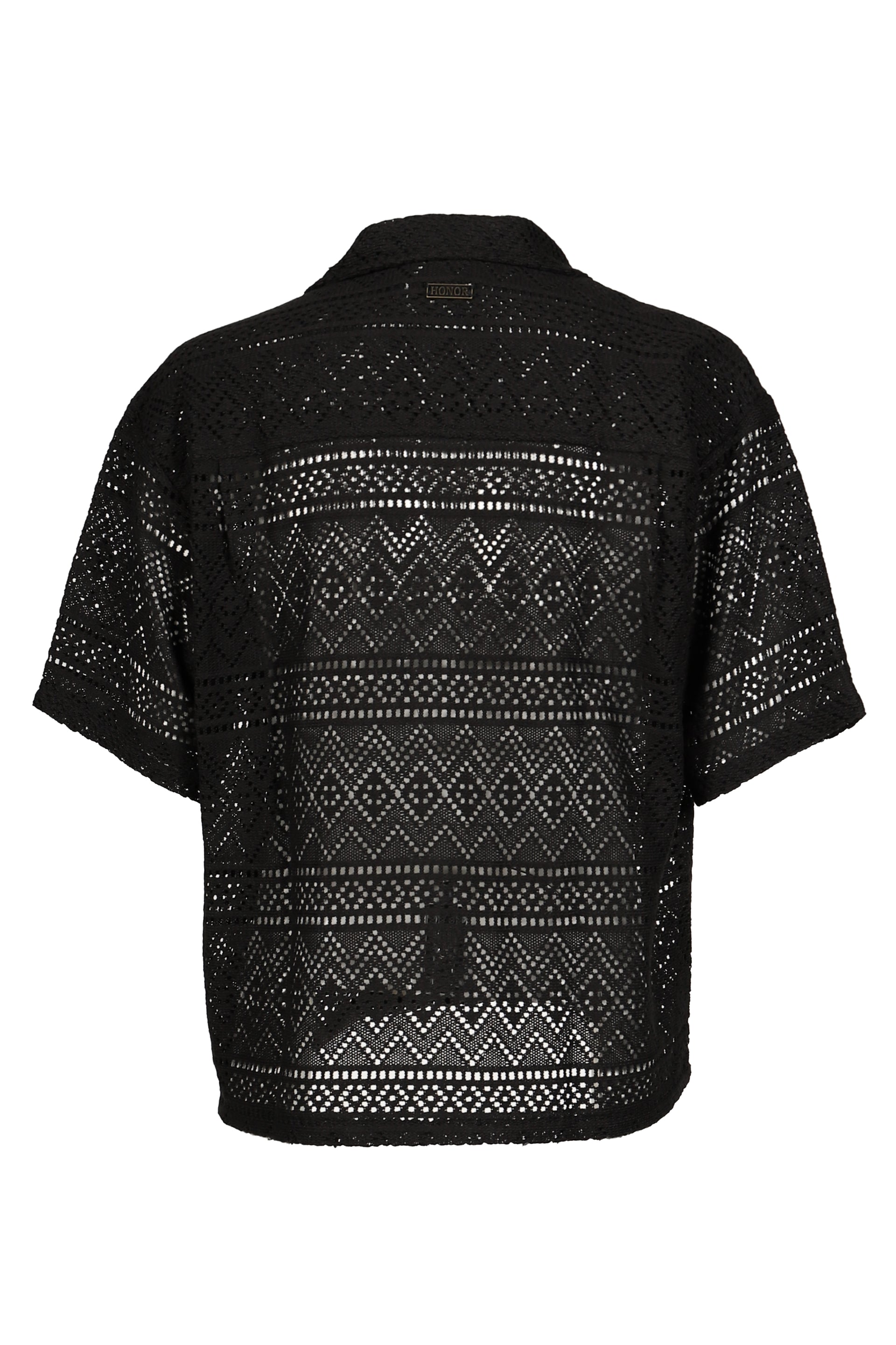 POINTELLE CROCHET CAMP COLLAR / BLK