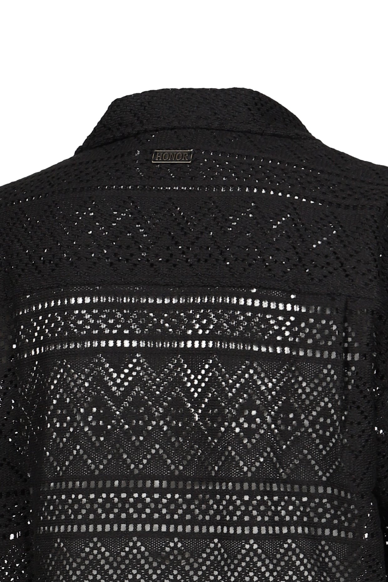 POINTELLE CROCHET CAMP COLLAR / BLK