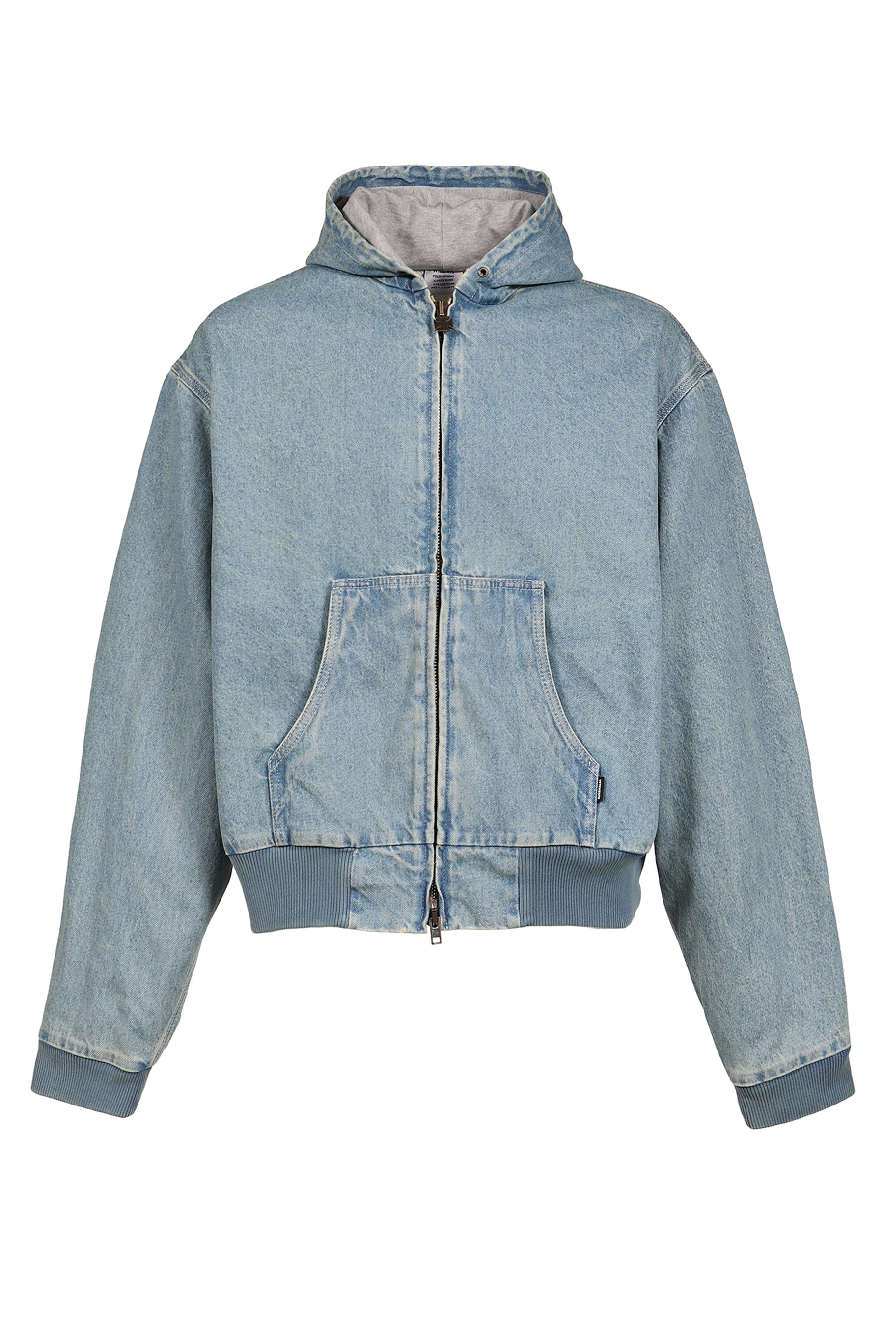 HOODED WORKWEAR DENIM JACKET / VINTAGE MID BLUE