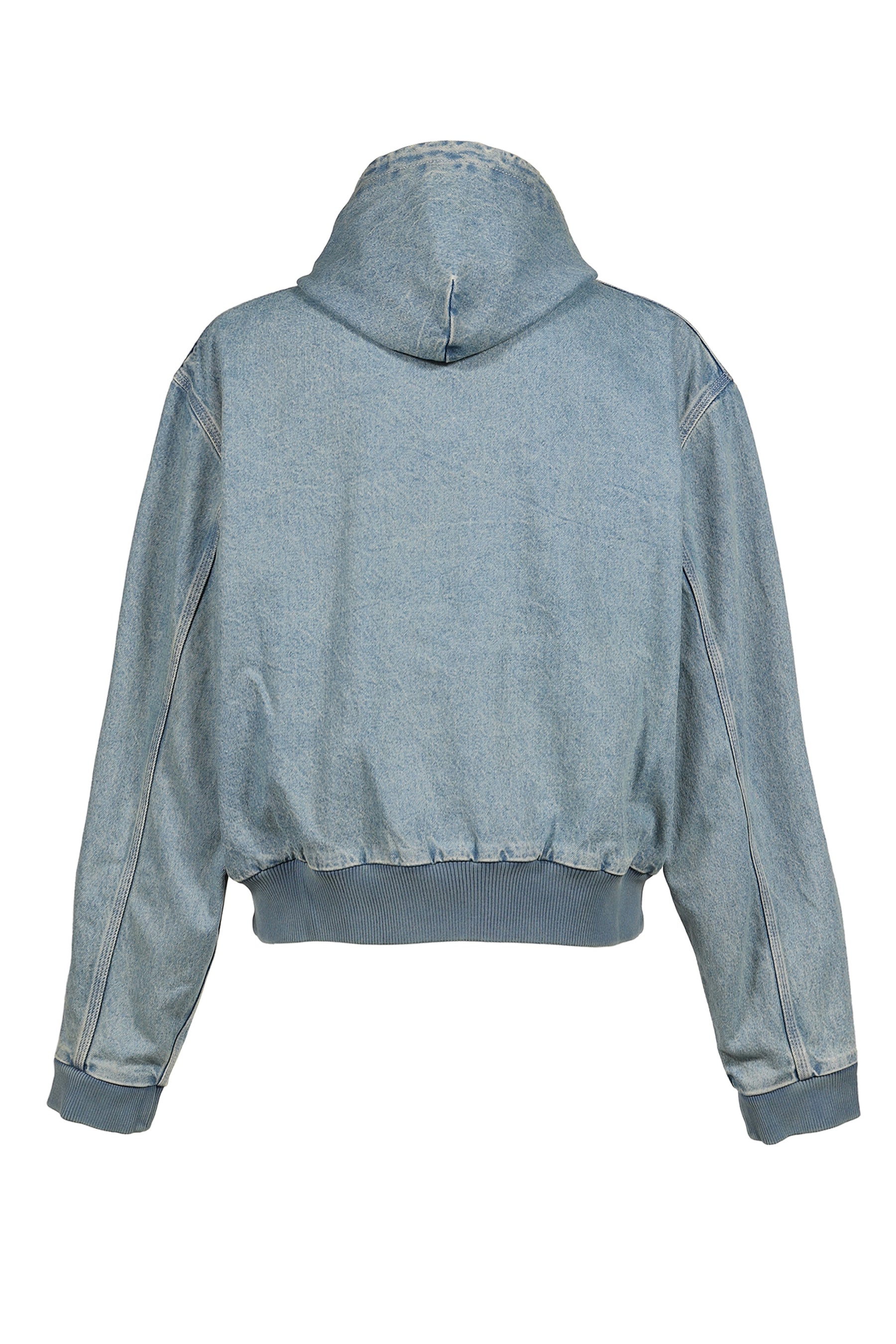 HOODED WORKWEAR DENIM JACKET / VINTAGE MID BLUE
