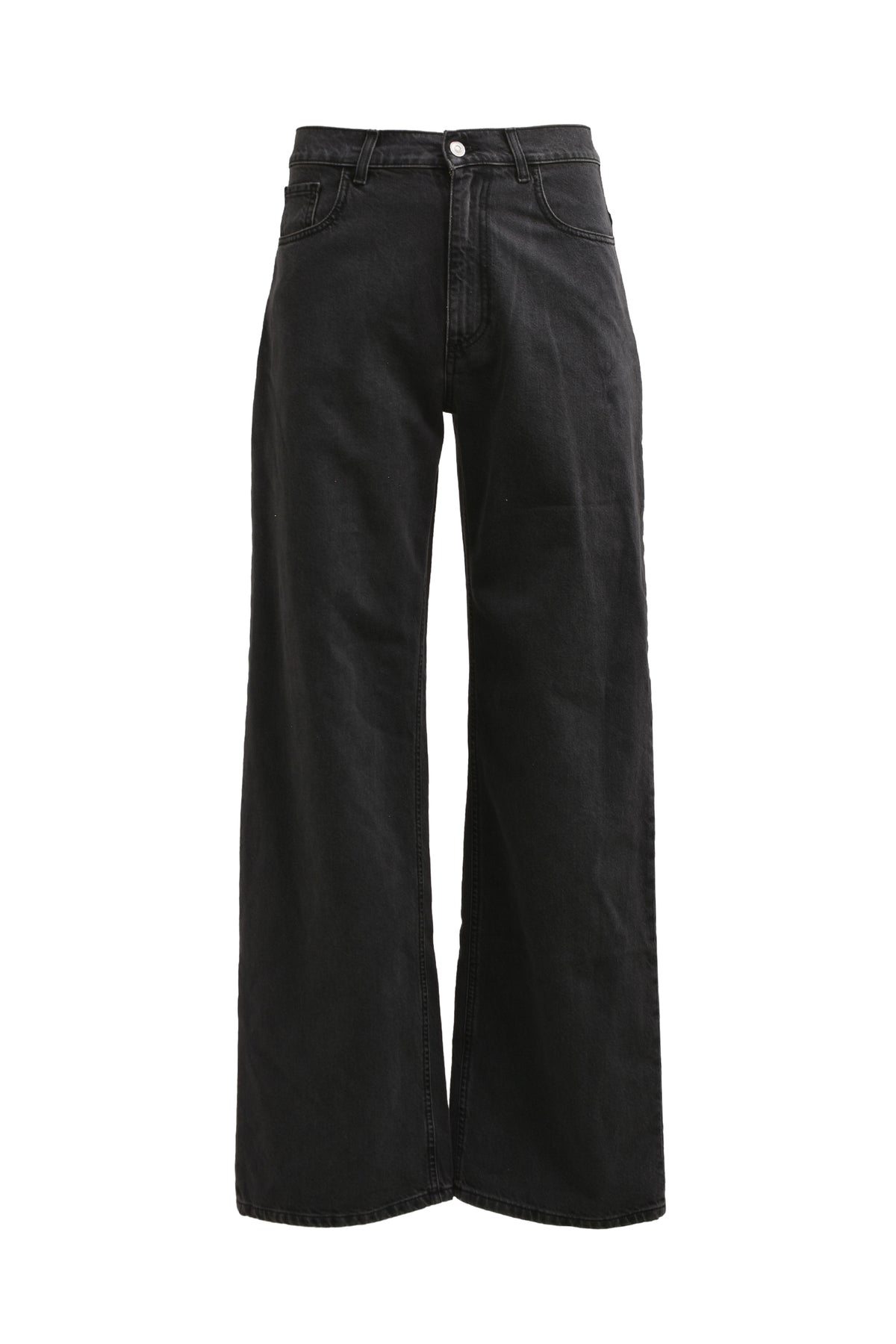 WIDE LEG JEANS WITH BUCKLE / BLK