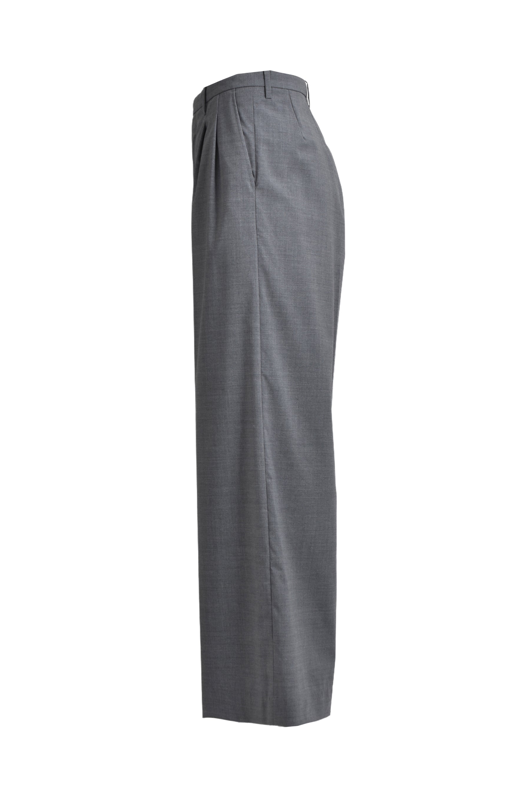 DOUBLE TUCK WIDE TROUSERS / GRY