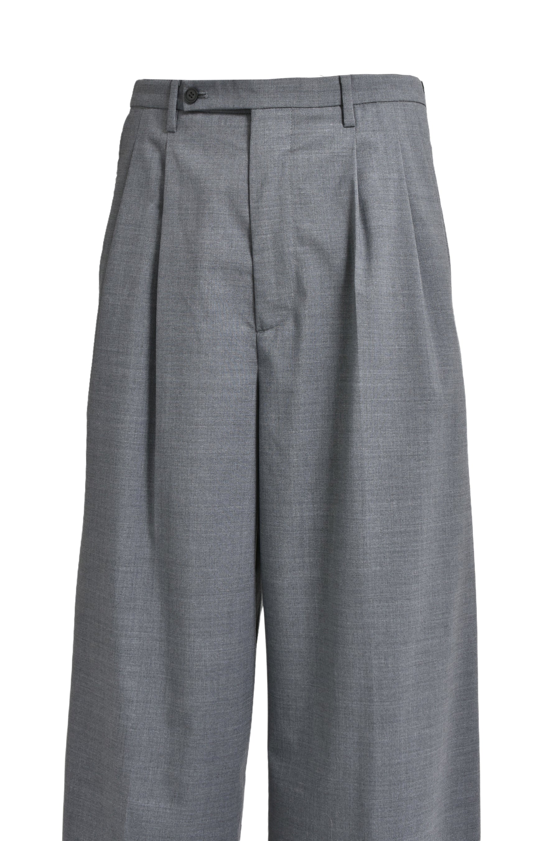 DOUBLE TUCK WIDE TROUSERS / GRY