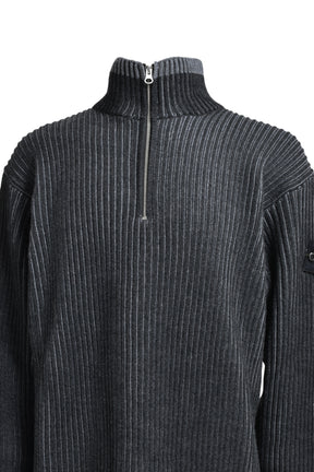 HARF ZIP RIB KNIT / MERANGE CHA