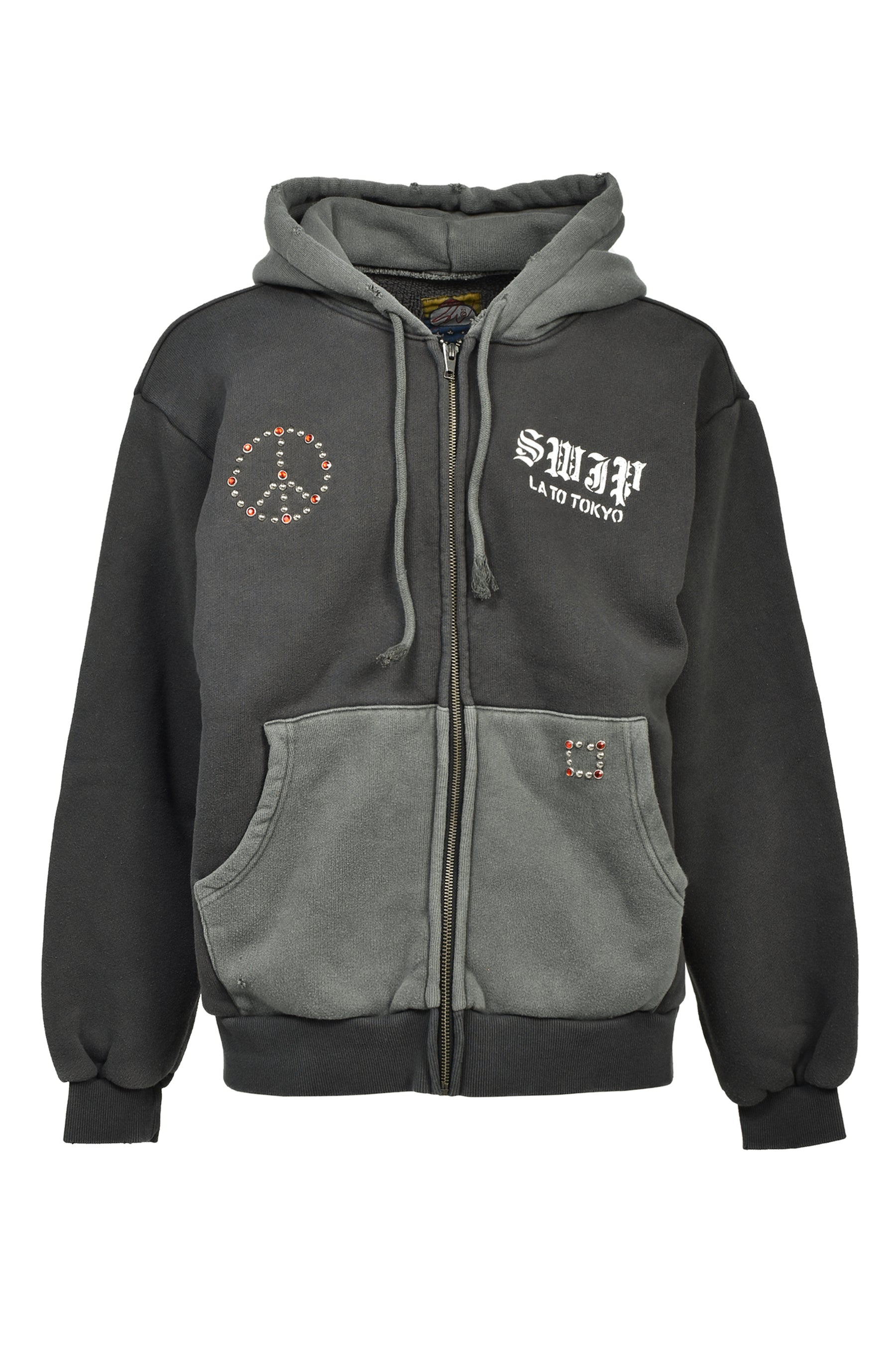 SWJP ZIP UP HOODIE w/ CUSTOM STUDS NUBIAN (EXCLUSIVE) / GRY